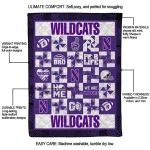 northwestern wildcats helmet heart purple quilt blanket best selling