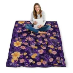 northwestern wildcats hibiscus foliage purple quilt blanket best selling
