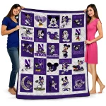 northwestern wildcats mickey mouse motif purple white quilt blanket best selling