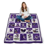 northwestern wildcats mickey mouse motif purple white quilt blanket best selling