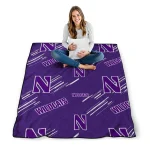 northwestern wildcats sketch lines purple quilt blanket best selling