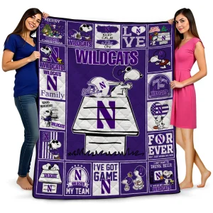 northwestern wildcats snoopy love purple quilt blanket best selling
