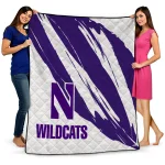 northwestern wildcats stroke art purple white quilt blanket best selling