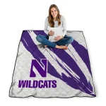northwestern wildcats stroke art purple white quilt blanket best selling