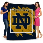 notre dame fighting irish block border navy quilt blanket best selling