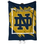 notre dame fighting irish block border navy quilt blanket best selling