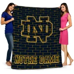 notre dame fighting irish brick grid navy quilt blanket best selling