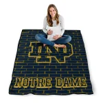 notre dame fighting irish brick grid navy quilt blanket best selling