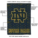 notre dame fighting irish brick grid navy quilt blanket best selling