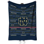 notre dame fighting irish handdrawn stripes navy quilt blanket best selling