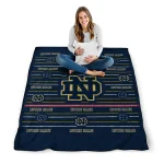 notre dame fighting irish handdrawn stripes navy quilt blanket best selling