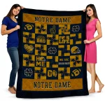 notre dame fighting irish helmet heart navy quilt blanket best selling