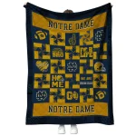 notre dame fighting irish helmet heart navy quilt blanket best selling