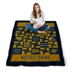 notre dame fighting irish helmet heart navy quilt blanket best selling