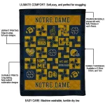 notre dame fighting irish helmet heart navy quilt blanket best selling