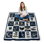 notre dame fighting irish mickey mouse motif navy white quilt blanket best selling