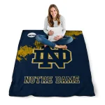 notre dame fighting irish paint trail navy quilt blanket best selling