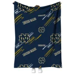 notre dame fighting irish sketch lines navy quilt blanket best selling