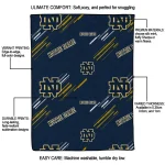 notre dame fighting irish sketch lines navy quilt blanket best selling