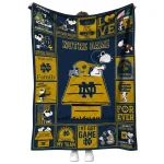 notre dame fighting irish snoopy love navy quilt blanket best selling