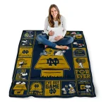 notre dame fighting irish snoopy love navy quilt blanket best selling