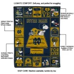 notre dame fighting irish snoopy love navy quilt blanket best selling
