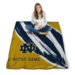 notre dame fighting irish stroke art navy white quilt blanket best selling
