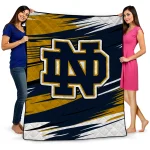 notre dame fighting irish wild lines navy white quilt blanket best selling