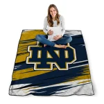 notre dame fighting irish wild lines navy white quilt blanket best selling