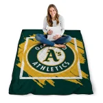 oakland athletics block border green quilt blanket best selling