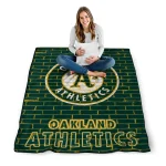 oakland athletics brick grid green quilt blanket best selling