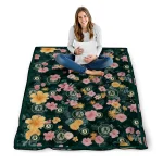 oakland athletics hibiscus foliage green quilt blanket best selling
