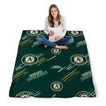 oakland athletics sketch lines green quilt blanket best selling