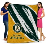 oakland athletics stroke art green white quilt blanket best selling