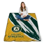 oakland athletics stroke art green white quilt blanket best selling