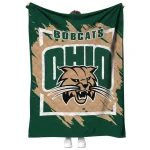 ohio bobcats block border green quilt blanket best selling