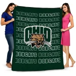 ohio bobcats bold red green quilt blanket best selling