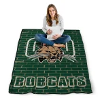 ohio bobcats brick grid green quilt blanket best selling