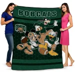 ohio bobcats disney football green quilt blanket best selling