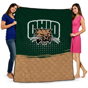 ohio bobcats dot illusion green quilt blanket best selling