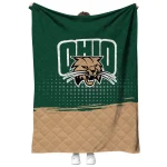 ohio bobcats dot illusion green quilt blanket best selling