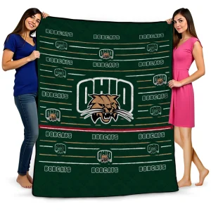 ohio bobcats handdrawn stripes green quilt blanket best selling