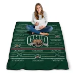 ohio bobcats handdrawn stripes green quilt blanket best selling