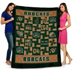 ohio bobcats helmet heart green quilt blanket best selling