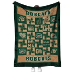 ohio bobcats helmet heart green quilt blanket best selling