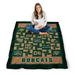 ohio bobcats helmet heart green quilt blanket best selling