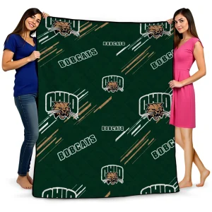 ohio bobcats sketch lines green quilt blanket best selling