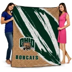 ohio bobcats stroke art green white quilt blanket best selling