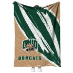 ohio bobcats stroke art green white quilt blanket best selling