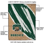 ohio bobcats stroke art green white quilt blanket best selling